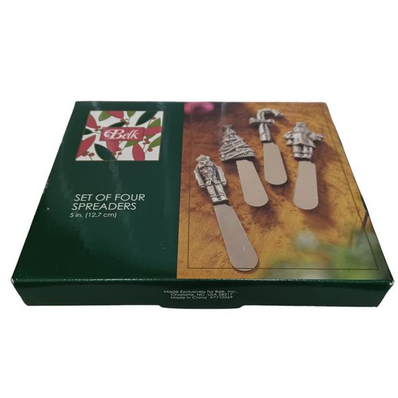 Belk Exclusive Silver Plated Set Of 4 Christmas Spreaders in Original Box - Picture 1 of 9